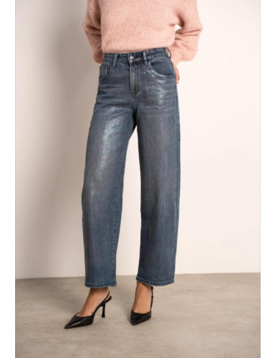 Jean ballon bleu métallisé