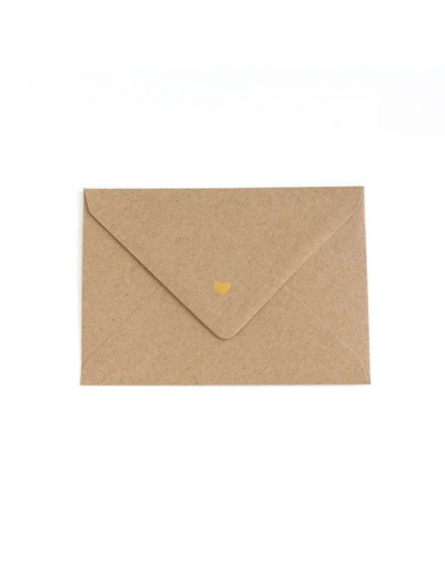 ENVELOPPE KRAFT / DORE / COEUR - CINQMAI