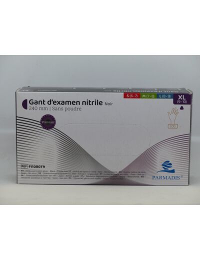 Gants Nitrile Noir Non Poudrés Parmadis Premium