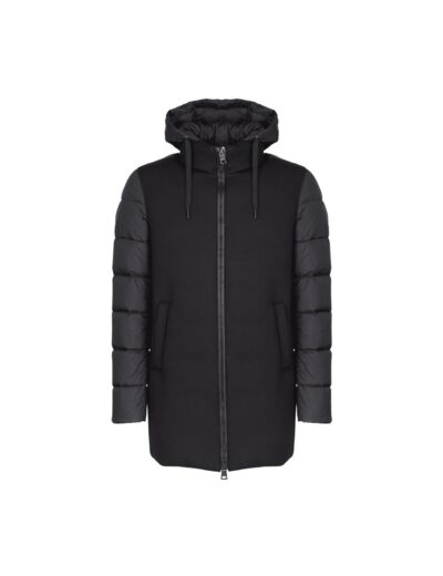 Parka bi-matière Herno noire en néoprenne