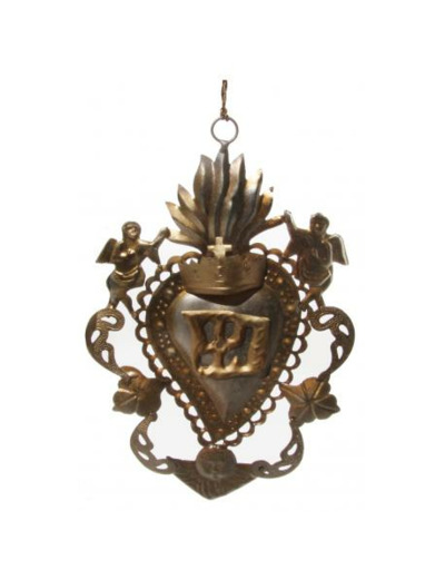 Grand pendentif coeur et anges baroque