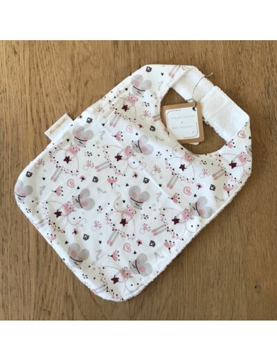 Bavoir bébé en éponge de bambou et coton aux motifs souris