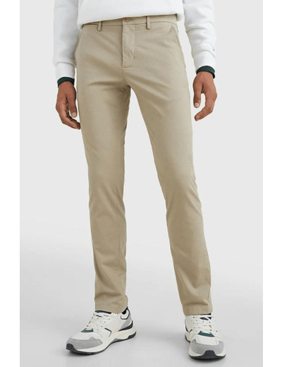 Pantalon chino slim Tommy Hilfiger beige en coton stretch