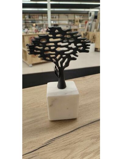 J-Line Arbre + Pied Aluminium/Marbre Noir/Blanc