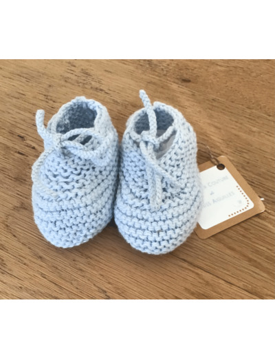 Chaussons bébé , avec petits noeuds, en laine blanche, pure laine