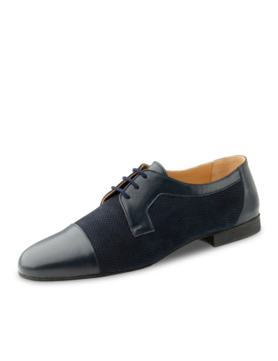 Trevisio 28049 - Chaussures de danse laçage 3 trous en cuir noir ou daim bleu pour homme - Werner Kern