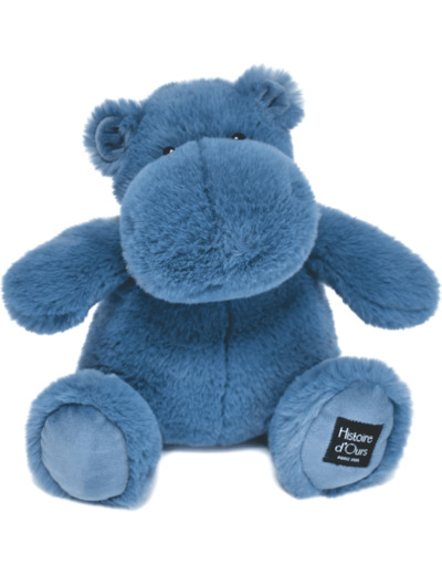 Histoire d'Ours - Peluche Hippopotame - Hip'Blue - Bleu - 25 Cm - Peluche Douce et Mignonne pour les Calins - Idée Cadeau de Naissance et Anniversaire pour Fille et Garçon -25 cm Bleu