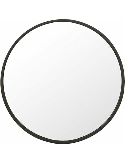 J-Line Miroir Rond Noir Mat Medium