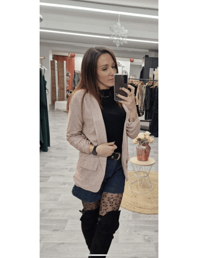 Veste blazer pailleté rose Louann