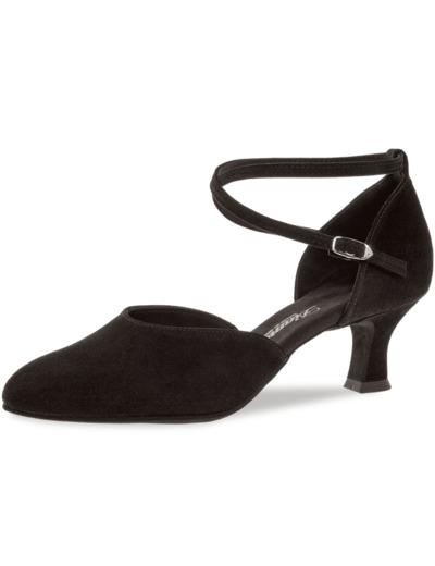 058-068-001 - Chaussures de danse fermées en nubuck noir, talons de 5cm - Diamant