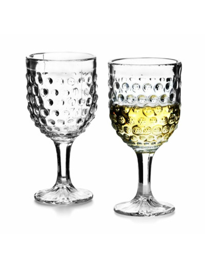 Service de 6 verres à vin baroques Collection "pois"