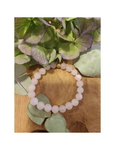 Bracelet perles - QUARTZ ROSE - LITHOSPHERE FRANCE - Sur le trottoir d'en face