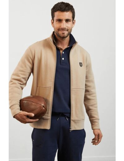 Sweat zippé col montant Eden Park beige