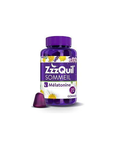 ZzzQuil sommeil, aide à s'endormir vite, mélanine, arôme mangue et banane, 30 gommes