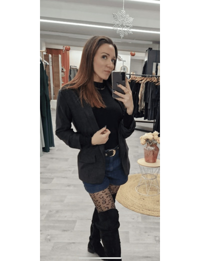 Veste blazer pailleté noire Louann