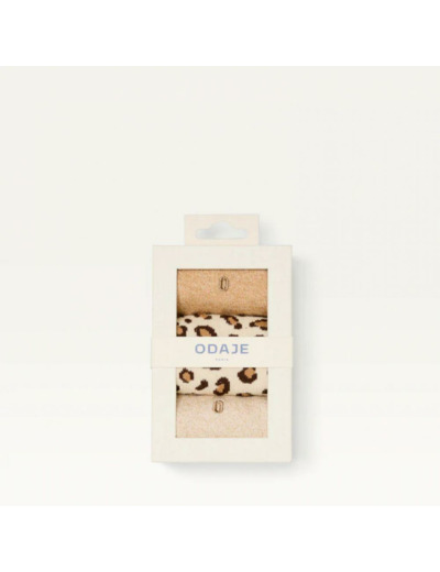 PACK DE 3 CHAUSSETTES FANTAISIE PAILLETTES ET LEOPARD BEIGE - ODAJE