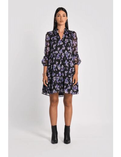 ROBE COURTE FLEURS MADISON MULTI VIOLET