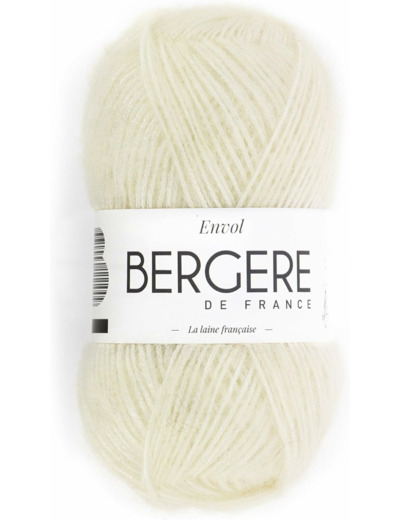 Bergère de France - ENVOL - Pelote de laine à tricoter et cochet (45g) 23% laine - 4,5 mm - Fil fantaisie rond et brillant - Ecru (ECRU)