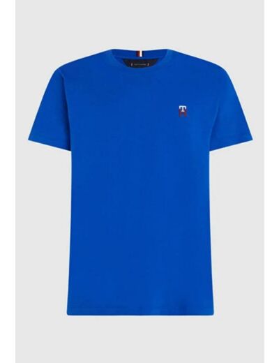 T-Shirt petit logo Tommy Hilfiger bleu en coton bio