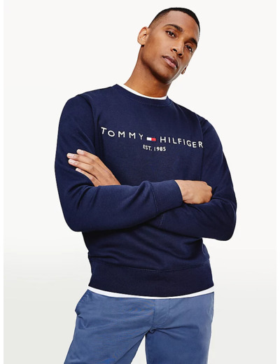 Sweat logo Tommy Hilfiger marine en coton bio