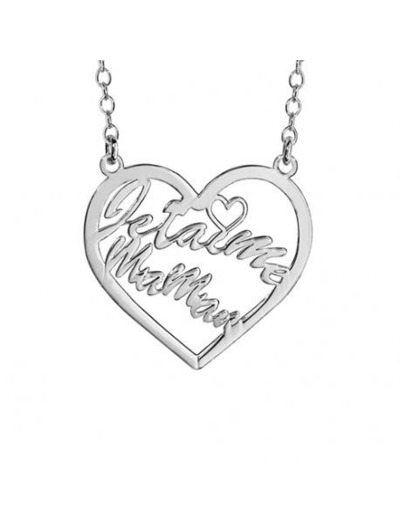 Collier argent coeur Maman je t'aime - Magie d'Or