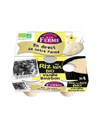 Riz au lait vanille bourbon 4x125g - Abc Bio