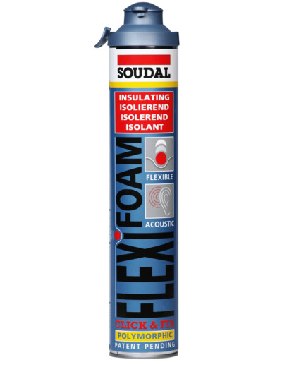 Mousse polyuréthane expansive SOUDAL flexifoam click et fix 750 ml