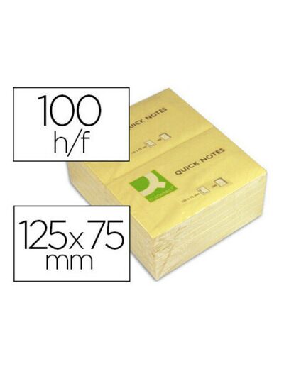 Bloc-notes 7.5cm x12.5cm 100 feuilles Q CONNECT coloris jaune.