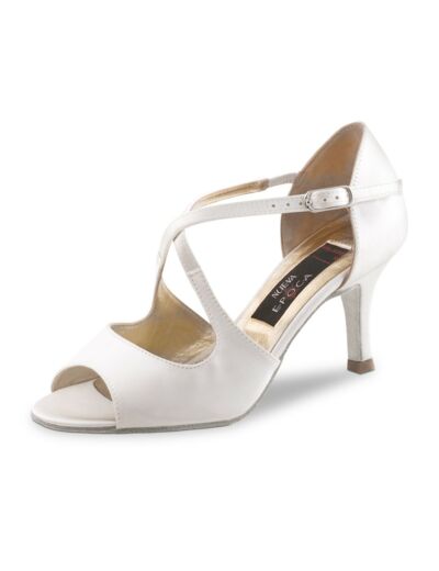 Mable - Chaussures de Mariage Ouverte en Satin Blanc - Nueva Epoca