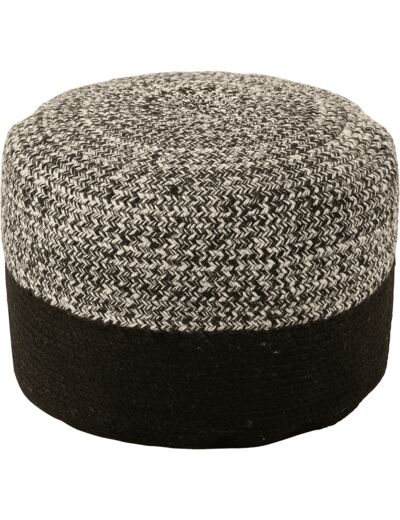 J-Line Pouf Miami Ligne Outdoor Poly Noir/Blanc