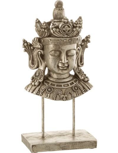 J-Line Tête Bouddha Poly Argent