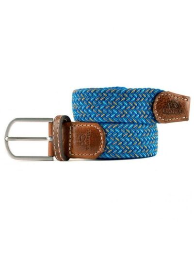 Ceinture tressée bicolore Billybelt bleue et orange en cuir