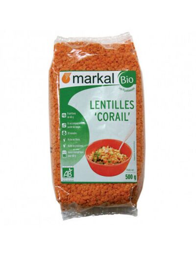 lentilles corail Bio Markal