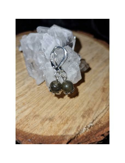 Boucles d'oreilles dormeuses labradorite, fait main