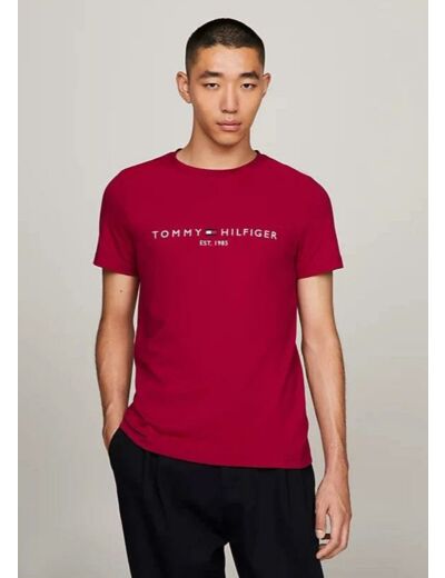 T-Shirt Tommy Hilfiger ajusté bordeaux coton bio