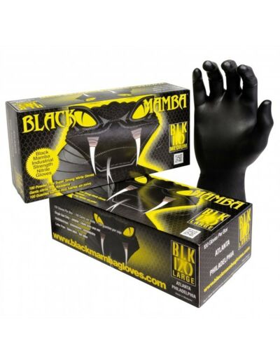 Gants Nitrile Noir Epais Black Mamba