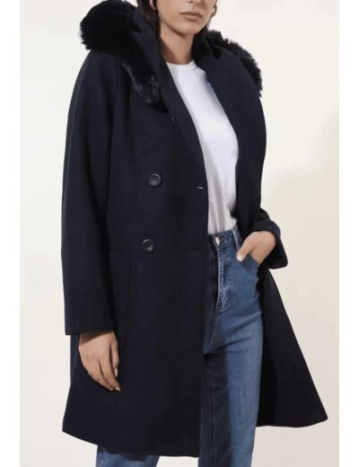 Manteau fausse fourrure marine LauraJo