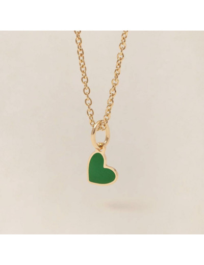 MEDAILLE MANON PETIT COEUR VERT - dorée à l'or fin 24 carats - 7mm - EMOI EMOI