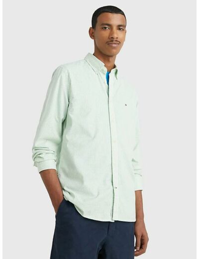 Chemise Tommy Hilfiger verte en coton bio stretch