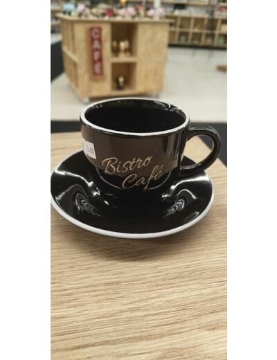 MUG ET SOUCOUPE "BISTRO - CAFÉ" NOIR