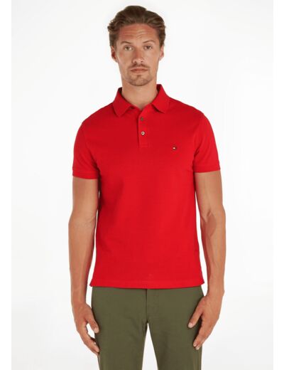 Polo Tommy Hilfiger ajusté rouge en coton bio stretch