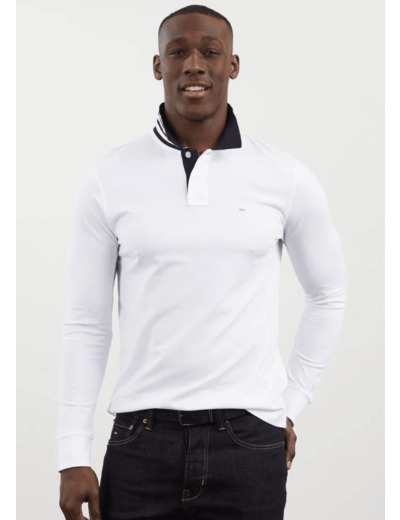 Polo manches longues Eden Park blanc