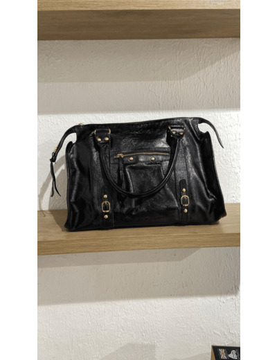 Sac cabas noir brillant