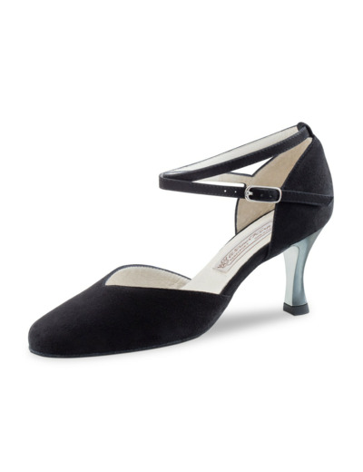 Melodie - Chaussures fermées en nubuck noir de danse pour femme avec talons laqués - Werner Kern