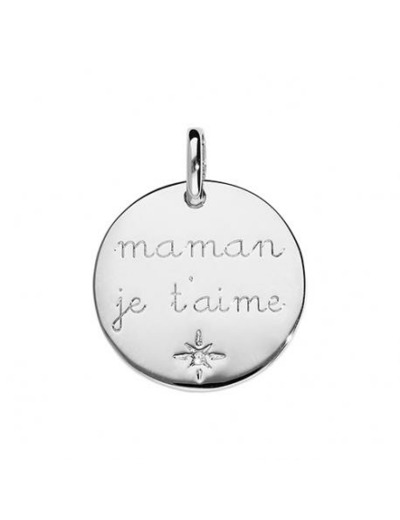 Pendentif argent Maman je t'aime - Magie d'Or