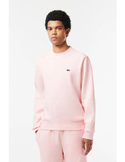 Sweat Lacoste rose en molleton de coton bio