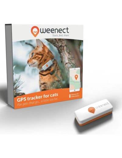Weenect Collier GPS pour Chat XS (White Edition 2023) | Suivi GPS en Temps réel | Plus Petit modèle du marché | Fonctionne avec abonnement | Garantie à Vie