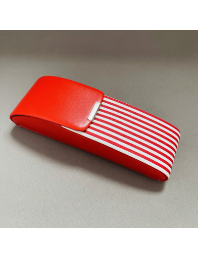 Etui à Lunettes Nautic Arrondi De La Marque L'Atelier Du Vieux Bourg Rouge Motif Marin