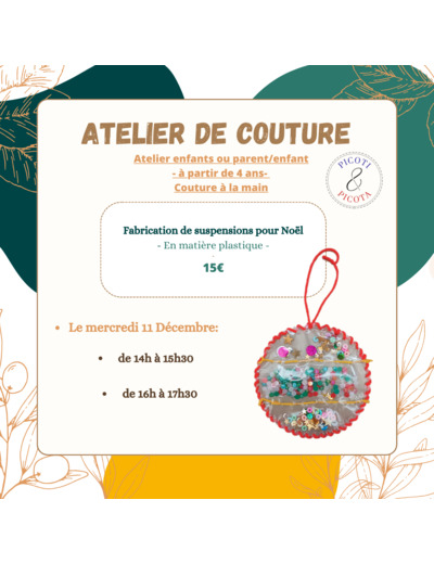 ATELIER DE COUTURE- Fabrication de suspensions de Noël