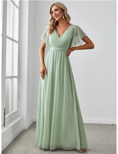 Robe longue de cérémonie vert d'eau